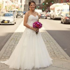 Wedding dress ft. bold beading w/Swarovski crystals on Lucia embroidered Motif